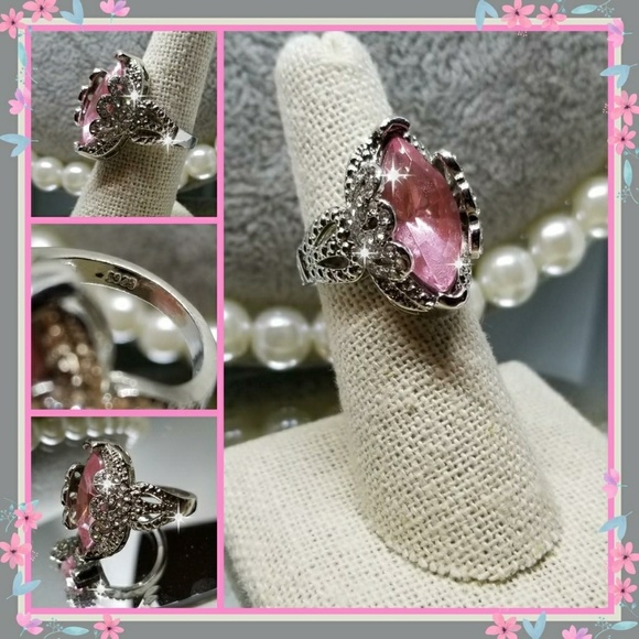 Custom Jewelry - 🎀7CT 'PINK ROSE QUARTZ'MARQUISE & DIAMOND RING🎀7
